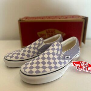 NWT&B Women's Vans Classic Slip-On Sneaker in Lavender Checker